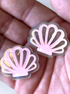 APLIQUE CONCHA SEREIA ACRÍLICO ROSA BEBÊ - 2 UNIDADES