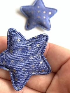 APLIQUE ESTRELA JEANS LAVAGEM ESCURA - 2 UNIDADES