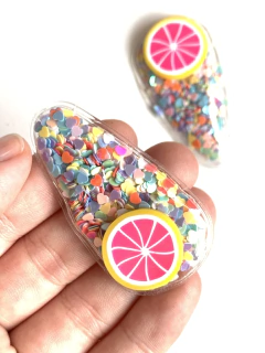 APLIQUE BASE TRANSPARENTE MULTICOLORIDO - LARANJA - 2 UNIDADES