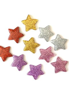 APLIQUE ESTRELA MINI RESINA GLITTER ROSÊ - 2 UNIDADES na internet