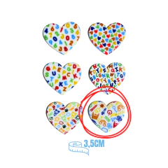 APLIQUE ESCOLAR CORAÇÃO ESTAMPAS ACRÍLICO ADL IMPRESSO - 3,5CM - 2 UNIDADES - ESCOLHA A ESTAMPA na internet