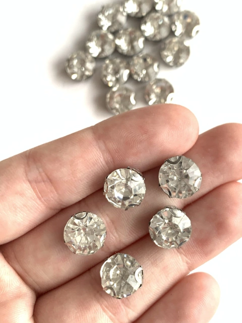 APLIQUE PEDRA REDONDA PRATA (10MM) - 5 UNIDADES