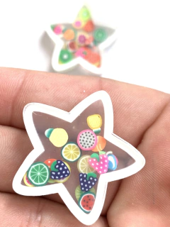 APLIQUE ESTRELA  ACRÌLICO FRUTINHAS   - 2 UNIDADES
