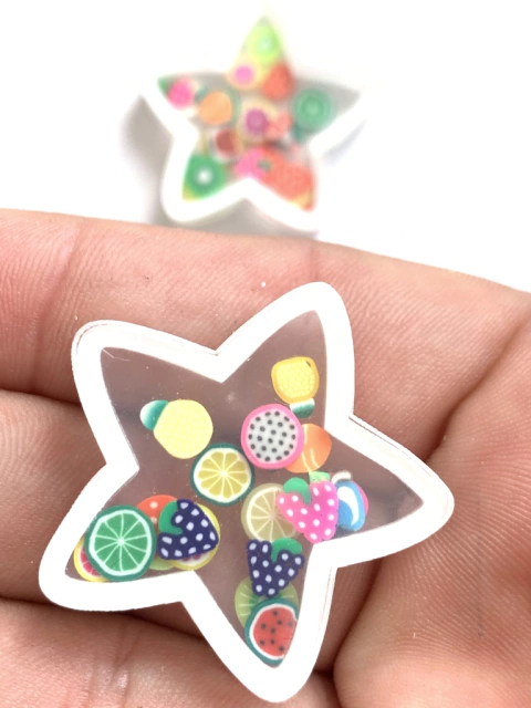 APLIQUE ESTRELA  ACRÌLICO FRUTINHAS   - 2 UNIDADES