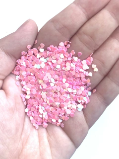 APLIQUE CONFETE GLITTER MINI CORAÇÃO ROSA CHICLETE - 10 GRAMAS - comprar online