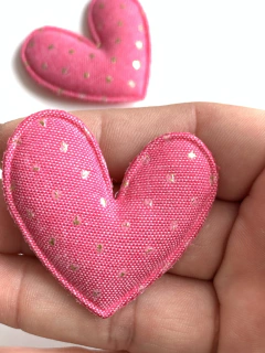 APLIQUE CORAÇÃO JEANS ROSA - 2 UNIDADES