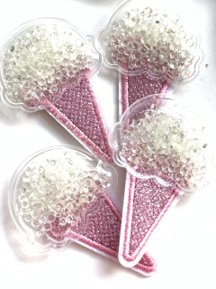 APLIQUE SORVETE TRANSPARENTE BRILHA NO ESCURO ROSA - 1 UNIDADE - comprar online