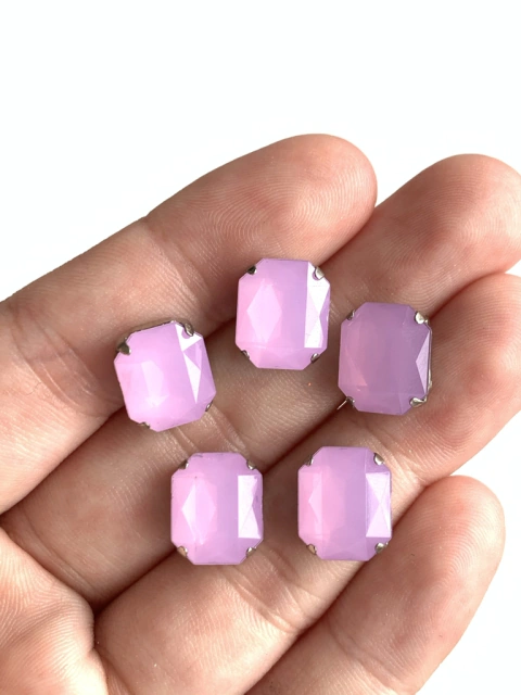 APLIQUE PEDRA OCTAGONAL LILÁS (12MM) - 5 UNIDADES