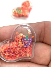 APLIQUE CORAÇÃO MINI TRANSPARENTE VERMELHO MELANCIA - FRUTINHAS - 2 UNIDADES