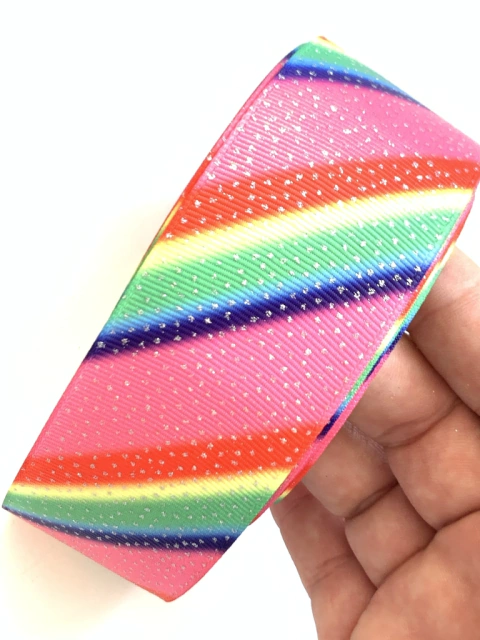 FITA GORGURÃO LISTRAS ROSA - 40MM - 4.5M