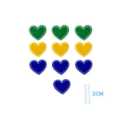 KIT APLIQUE CORAÇÃO PESPONTADO BRASIL ACRÍLICO IMPRESSO ADL - COPA - 2CM - 1 UNIDADE