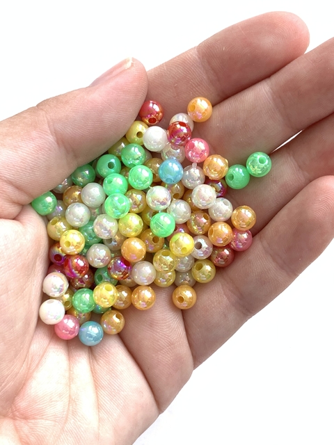 MIÇANGA PULSEIRA BOLINHA IRISADA COLORIDA - 6MM - 20 GRAMAS
