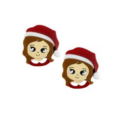 APLIQUE MENINA NOEL NATAL ACRÍLICO ADL 1 - 4CM - COLEÇÃO 2023 - 2 UNIDADES