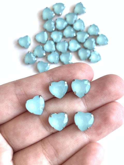 APLIQUE PEDRA CORAÇÃO VERDE TRANSPARENTE (10MM) - 5 UNIDADES