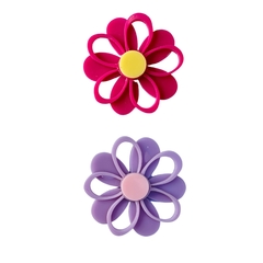 APLIQUE FLOR DUPLA VAZADA CORES FORTES ADL - 3,5CM - PINK E LILÁS - 2 UNIDADES