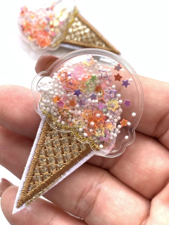 APLIQUE SORVETE TRANSPARENTE BRANCO ESTRELA - 2 UNIDADES