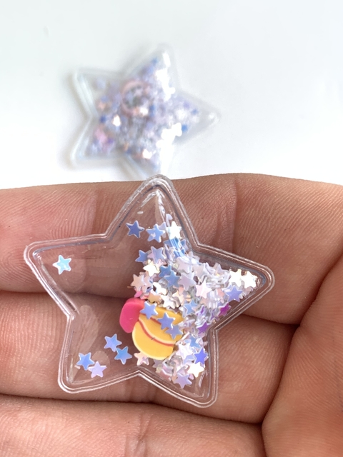 APLIQUE ESTRELA MINI TRANSPARENTE BRANCA - FRUTINHAS - 2 UNIDADES