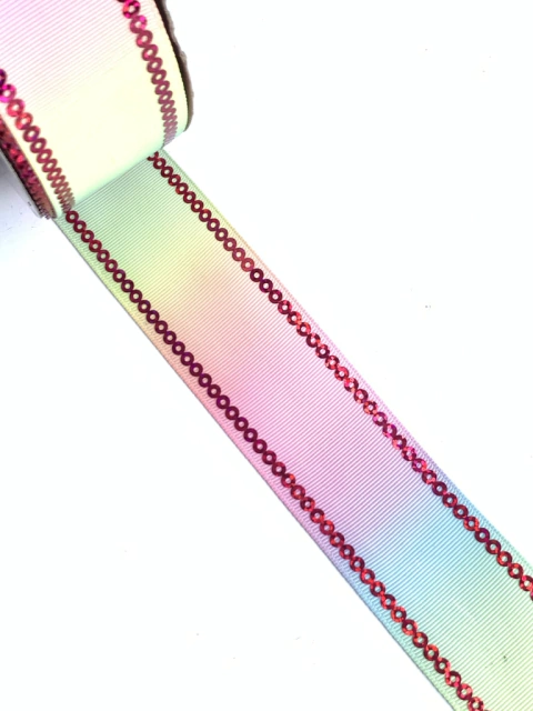 FITA GORGURÃO ARCO ÍRIS CORES SUAVES - 38MM - 2M