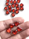 APLIQUE PEDRA CORAÇÃO VERMELHO (10MM) - 5 UNIDADES