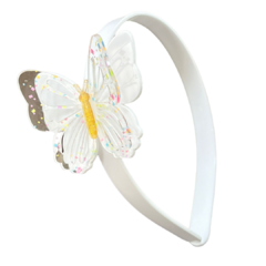 TIARA BORBOLETA GLITTER ACRÍLICO ADL - 6CM - COR BRANCA - 1 UNIDADE - comprar online