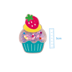 APLIQUE CUPCAKE MORANGO GLITTER BIG ACRILICO - 5CM - 1 UNIDADE - CORES DIVERSAS - comprar online