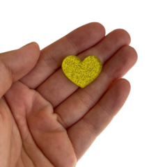 APLIQUE CORAÇÃO AMARELO GLITTER ACRILICO ADL - 2CM - 2 UNIDADES - comprar online