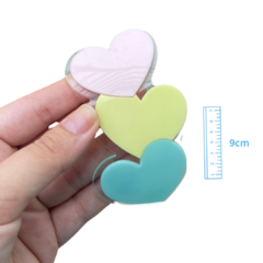 APLIQUE TRIO CORAÇÃO CORES CANDY ACRILICO ADL - 9CM - 1 UNIDADE