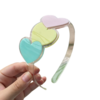 APLIQUE TIARA TRANSPARENTE TRIO CORAÇÃO CORES CANDY ACRILICO ADL - 9CM - 1 UNIDADE