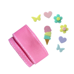 KIT FITA SINIMBU ROSA - APLIQUE SORVETE CANDY ACRILICO ADL - 38MM E 10MM - 1 UNIDADE