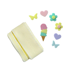 KIT FITA SINIMBU AMARELO - APLIQUE SORVETE CANDY ACRILICO ADL - 38MM E 10MM - 1 UNIDADE