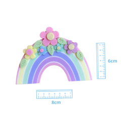 APLIQUE ARCO ÍRIS FLORES ACRÍLICO ADL - 8CM - 1 UNIDADE
