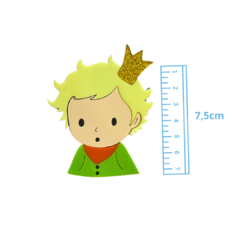 APLIQUE PEQUENO PRINCIPE BUSTO GLITTER ACRÍLICO ADL - 7,5 CM - 1 UNIDADE
