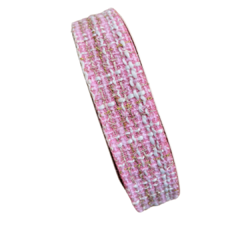 FITA TRANÇADA FIO DOURADO - ROSA - 38MM - 1 METRO