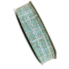 FITA TRANÇADA FIO DOURADO - VERDE - 38MM - 1 METRO