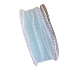 FITA ORGANZA BORDA PEROLA - VERDE - 38MM - 1 METRO