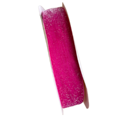 FITA VELUDO GLITTER - PINK - 38MM - 1 METRO