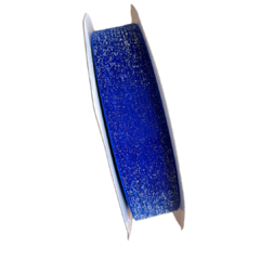 FITA VELUDO GLITTER - AZUL ROYAL - 38MM - 1 METRO