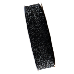 FITA VELUDO GLITTER - PRETA - 38MM - 1 METRO
