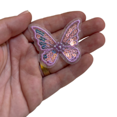 APLIQUE BORBOLETA PAETÊ ROSA ORGANZA - 4CM - 2 UNIDADES - comprar online