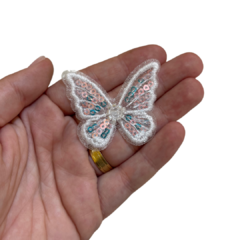APLIQUE BORBOLETA PAETÊ AZUL ORGANZA - 4CM - 2 UNIDADES - comprar online
