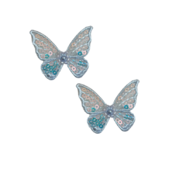 APLIQUE BORBOLETA PAETÊ AZUL ORGANZA - 4CM - 2 UNIDADES
