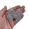 APLIQUE BORBOLETA BORDADA AZUL ORGANZA - 6CM - 2 UNIDADES