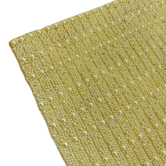 MANTA STRASS PÉROLA AMARELO BEBÊ - 2 FILEIRAS - 1CM