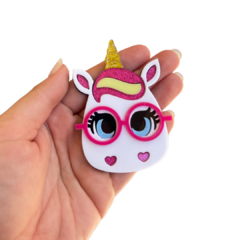 APLIQUE UNICÓRNIO FRANJA AMARELA ACRÍLICO ADL - 8CM - 1 UNIDADE - comprar online