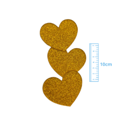 APLIQUE CORAÇÃO DOURADO ACRILICO ADL NATAL- ARCO - 10x5CM - 1 UNIDADE