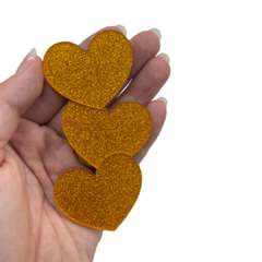 APLIQUE CORAÇÃO DOURADO ACRILICO ADL NATAL- ARCO - 10x5CM - 1 UNIDADE - comprar online