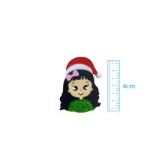 APLIQUE MENINA NOEL NATAL ACRÍLICO ADL - 4CM - 1 UNIDADE