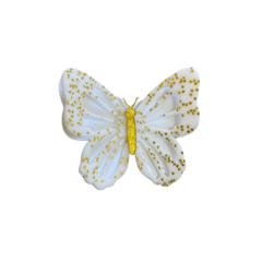 APLIQUE BORBOLETA GLITTER NATAL ACRÍLICO ADL - 6CM - COR BRANCA - 1 UNIDADE