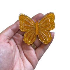 APLIQUE BORBOLETA GLITTER NATAL ACRÍLICO ADL - 6CM - COR DOURADA ESTRELA - 1 UNIDADE - comprar online