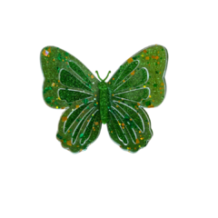 APLIQUE BORBOLETA GLITTER NATAL ACRÍLICO ADL - 6CM - COR VERDE - 1 UNIDADE